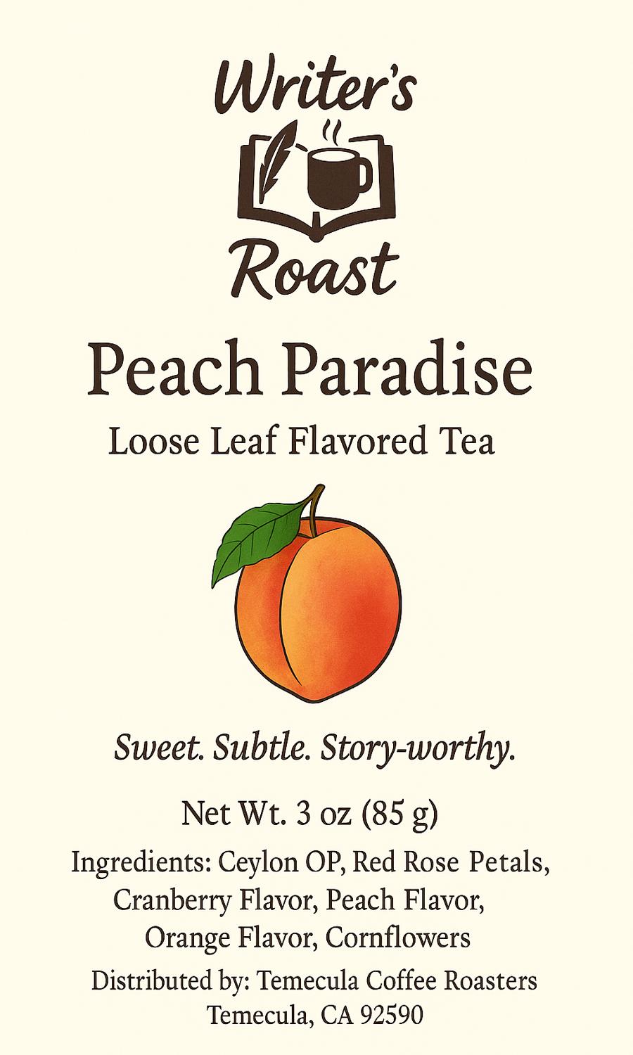 Peach Paradise Loose Leaf Flavored Tea – Fruity Peach Ceylon Blend | Writer’s Roast